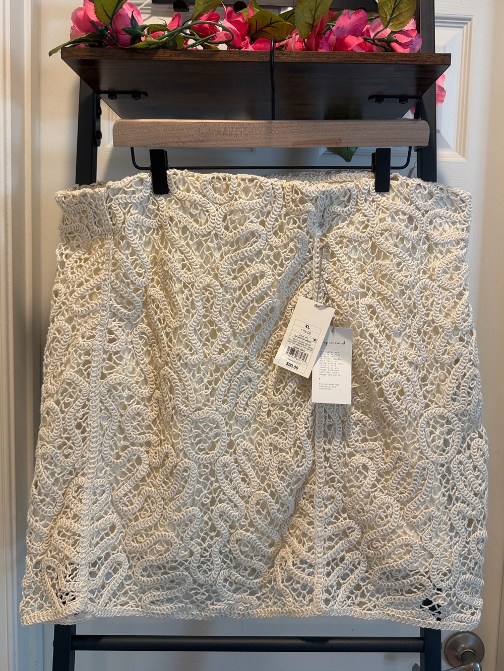 a new day Cream Crochet Lace Mini Skirt